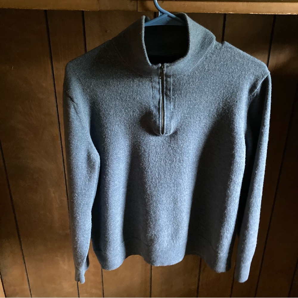 Banana Republic Sweater 100% Merino Wool Quarter Zip Turtleneck Blue Men’s XL
